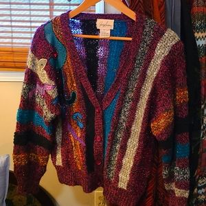 VINTAGE ☆ knit cardigan W/SHOULDER PADS